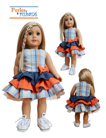 Perles & Rubans 18 Inch Modern Ruffle Truffle 18" Doll Clothes Pattern Pixie Faire