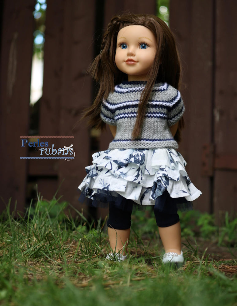 Perles & Rubans 18 Inch Modern Ruffle Truffle 18" Doll Clothes Pattern Pixie Faire