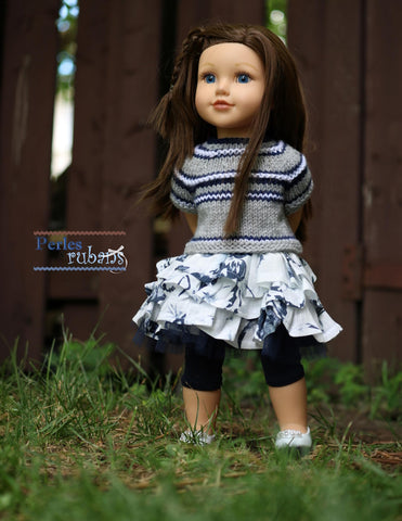 Perles & Rubans 18 Inch Modern Ruffle Truffle 18" Doll Clothes Pattern Pixie Faire