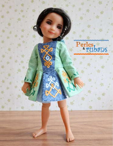 Perles & Rubans WellieWishers The Dubliner Irish Jig Dress 14-15" Doll Clothes Pattern Pixie Faire