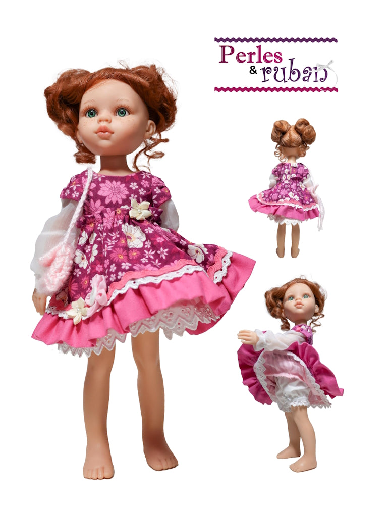 Perles & Rubans Paola Reina Little Flowers Doll Clothes Pattern for 13" Paola Reina Dolls Pixie Faire