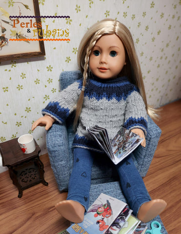 Perles & Rubans Knitting Snowflake Snuggle 18" Doll Clothes Knitting Pattern Pixie Faire