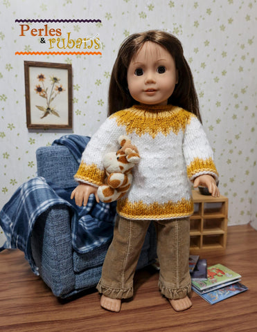 Perles & Rubans Knitting Snowflake Snuggle 18" Doll Clothes Knitting Pattern Pixie Faire
