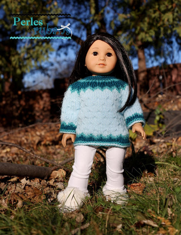 Perles & Rubans Knitting Snowflake Snuggle 18" Doll Clothes Knitting Pattern Pixie Faire