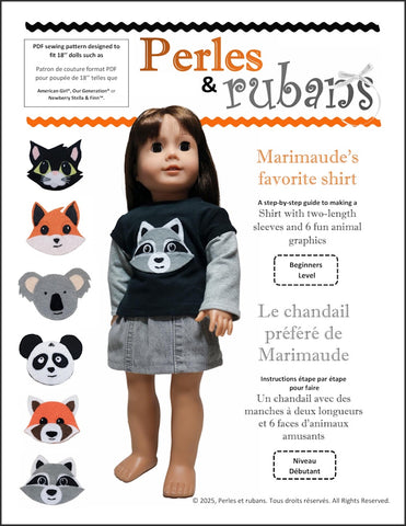 Perles & Rubans 18 Inch Modern Marimaude's Favorite Shirt 18" Doll Clothes Pattern Pixie Faire