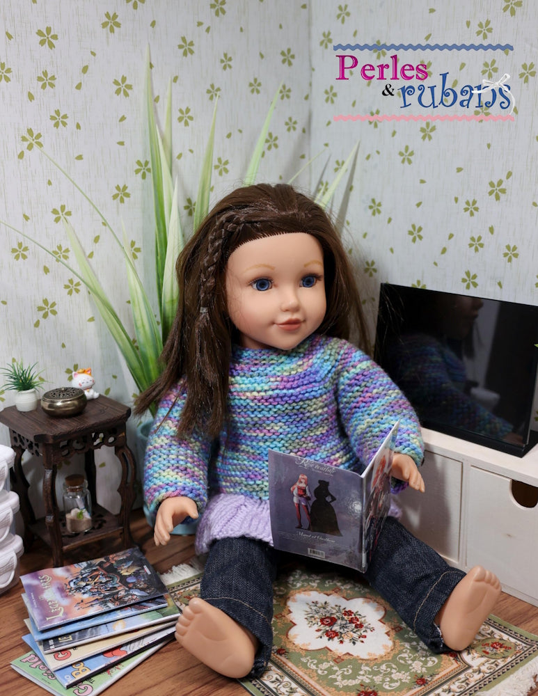 Perles & Rubans Knitting Cozy Charm 18" Doll Clothes Knitting Pattern Pixie Faire