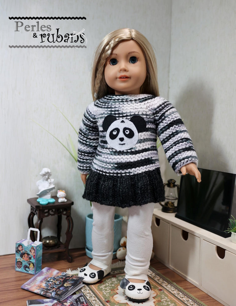 Perles & Rubans Knitting Cozy Charm 18" Doll Clothes Knitting Pattern Pixie Faire
