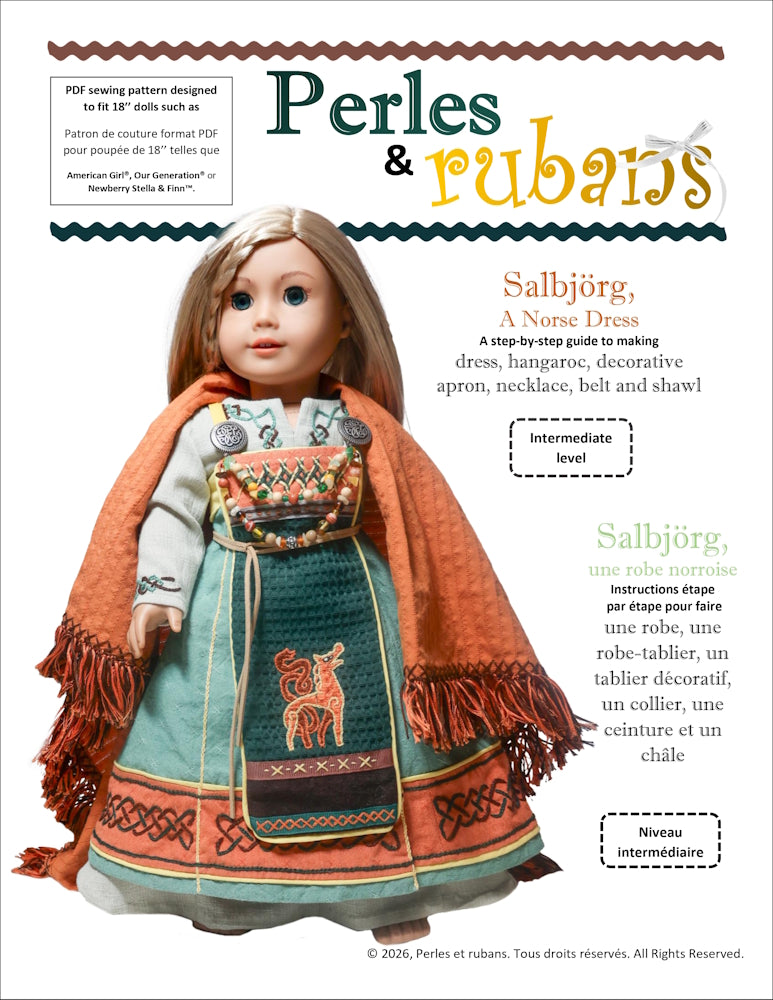 Perles & Rubans 18 Inch Historical Salbörg 18" Doll Clothes Pattern Pixie Faire