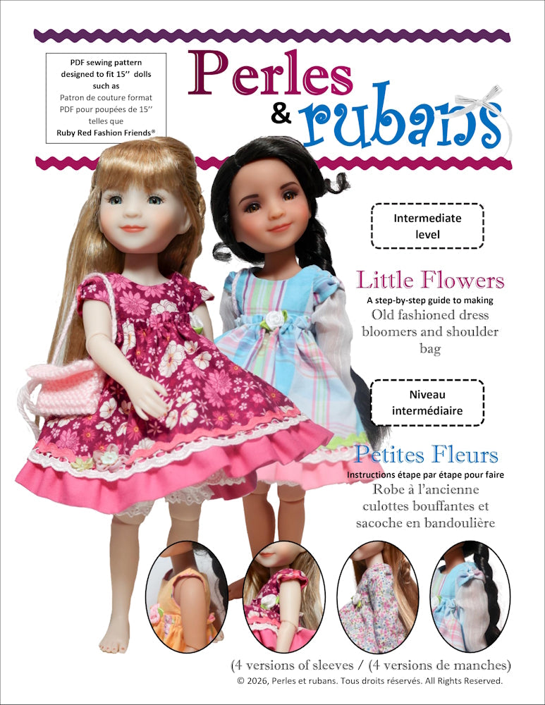 Perles & Rubans Ruby Red Fashion Friends Little Flowers 15" RRFF Doll Clothes Pattern Pixie Faire