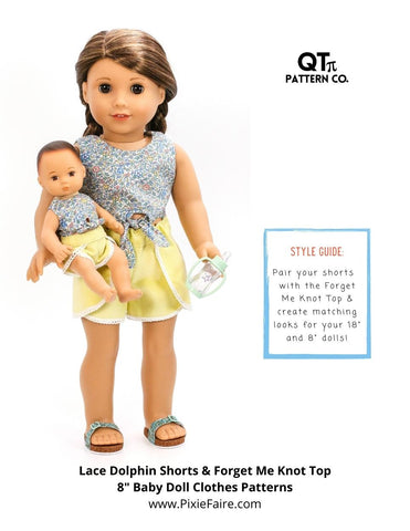 QTπ Pattern Co WellieWishers Forget-Me-Knot Top 8" Baby Doll Clothes Pattern Pixie Faire