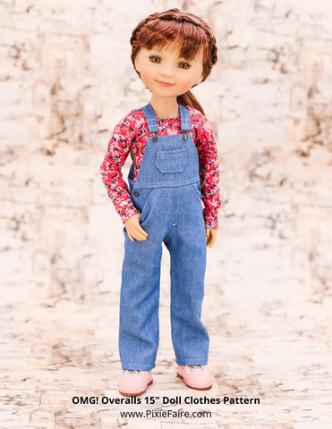 QTπ Pattern Co Ruby Red Fashion Friends Oh My Gosh! Overalls Doll Clothes Pattern For 15" Ruby Red Fashion Friends Dolls Pixie Faire