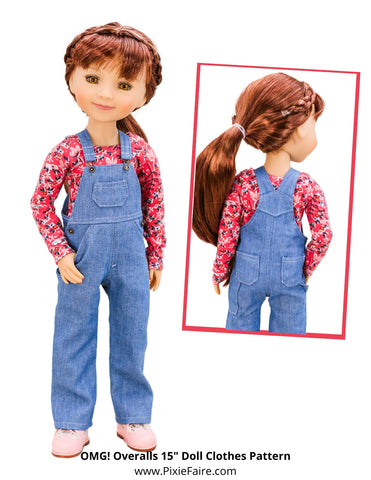 QTπ Pattern Co Ruby Red Fashion Friends Oh My Gosh! Overalls Doll Clothes Pattern For 15" Ruby Red Fashion Friends Dolls Pixie Faire