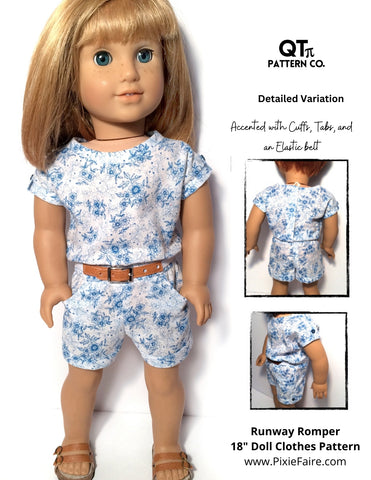 QTπ Pattern Co 18 Inch Modern Runway Romper 18" Doll Clothes Pattern Pixie Faire