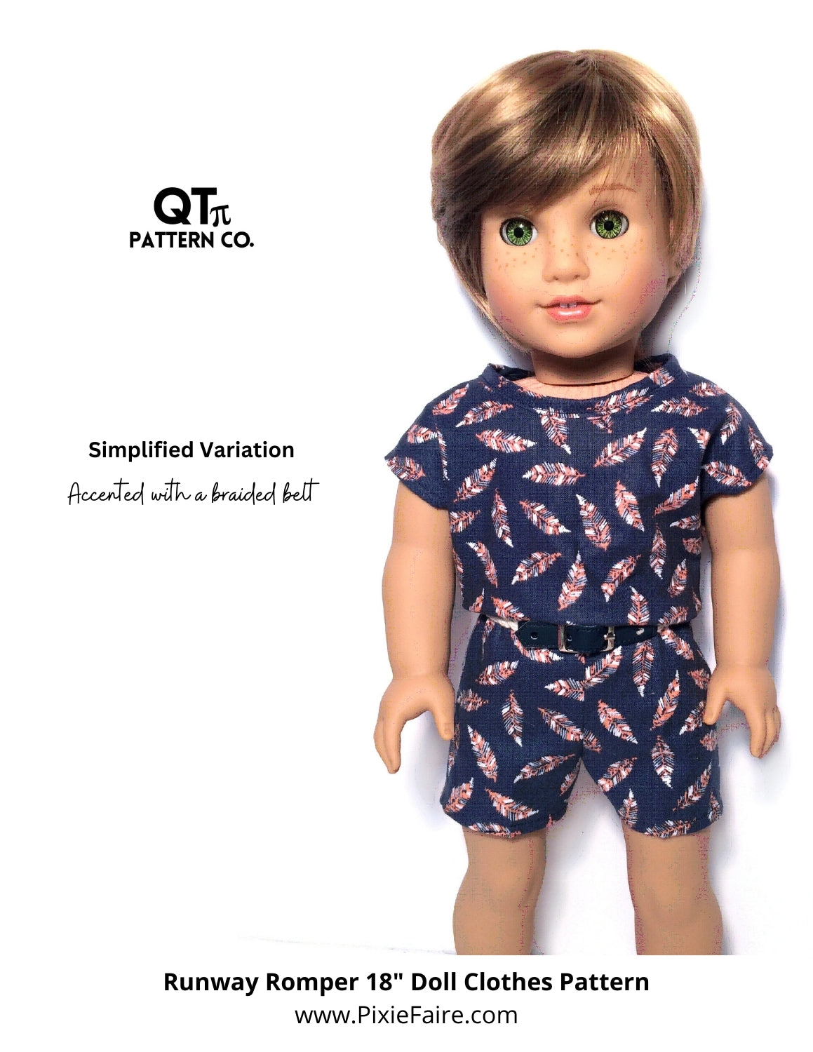 QTπ Pattern Co 18 Inch Modern Runway Romper 18" Doll Clothes Pattern Pixie Faire
