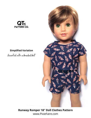 QTπ Pattern Co 18 Inch Modern Runway Romper 18" Doll Clothes Pattern Pixie Faire