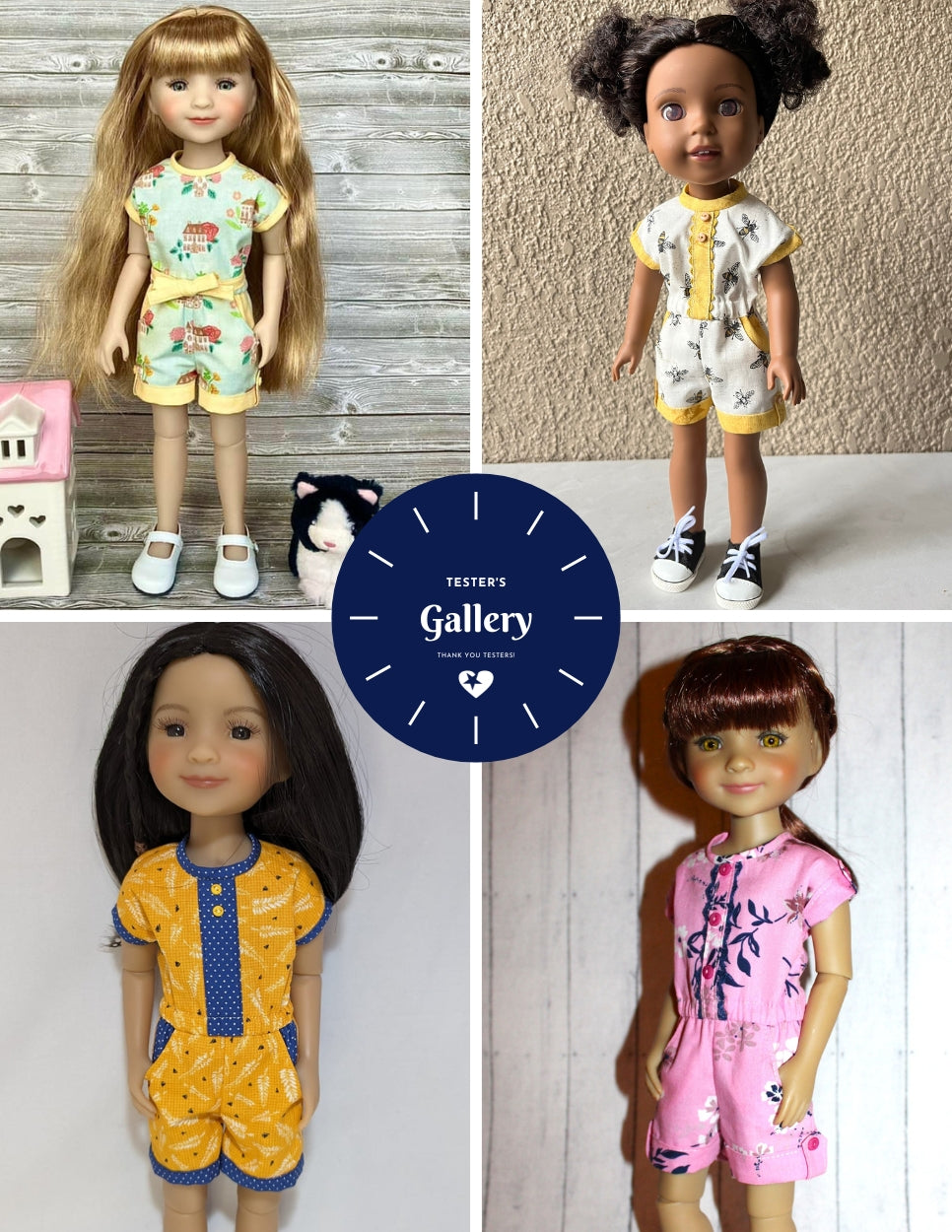 QTπ Pattern Co WellieWishers Runway Romper 14.5-15" Doll Clothes Pattern Pixie Faire