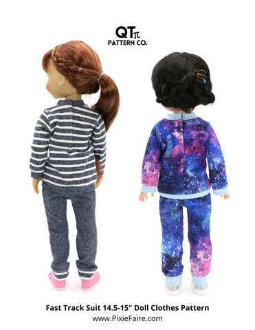 QTπ Pattern Co Ruby Red Fashion Friends Fast Track Suit 14.5-15" Doll Clothes Pattern Pixie Faire