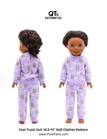 QTπ Pattern Co Ruby Red Fashion Friends Fast Track Suit 14.5-15" Doll Clothes Pattern Pixie Faire