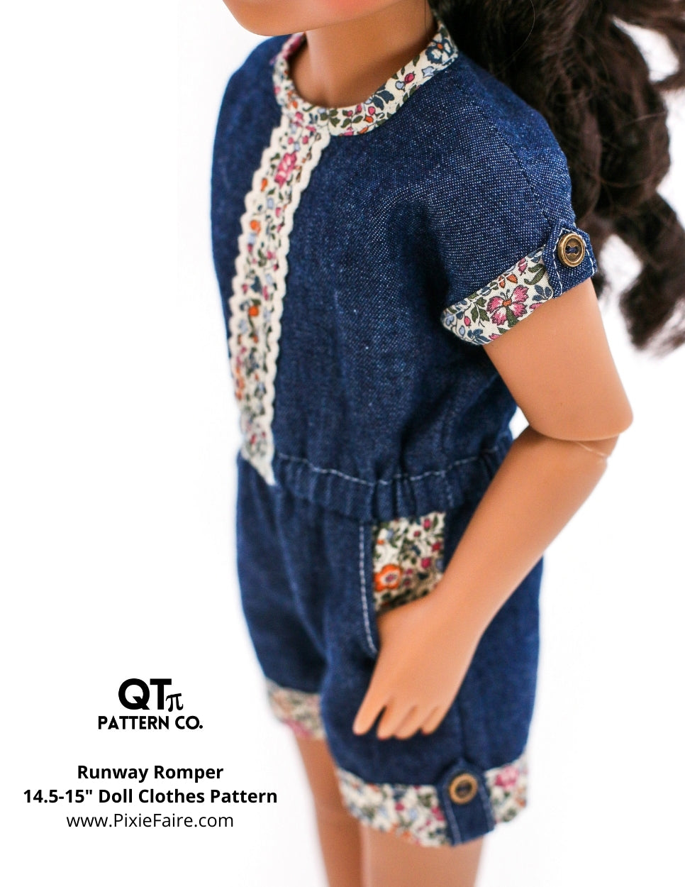 QTπ Pattern Co WellieWishers Runway Romper 14.5-15" Doll Clothes Pattern Pixie Faire