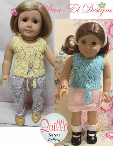 Dan-El Designs Knitting Quilla 18" Doll Clothes Knitting Pattern Pixie Faire