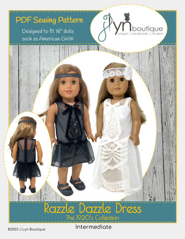 My Sunshine Dolls 18 Inch Historical Razzle Dazzle Dress for 18" Doll Clothes Pattern Pixie Faire