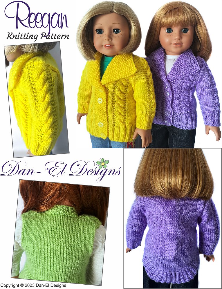 Dan-El Designs Knitting Reegan 18" Doll Knitting Pattern Pixie Faire