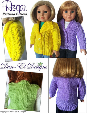 Dan-El Designs Knitting Reegan 18" Doll Knitting Pattern Pixie Faire