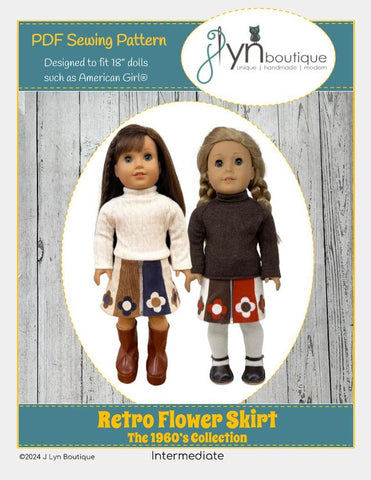 J Lyn Boutique 18 Inch Historical Retro Flower Skirt 18" Doll Clothes Pattern Pixie Faire
