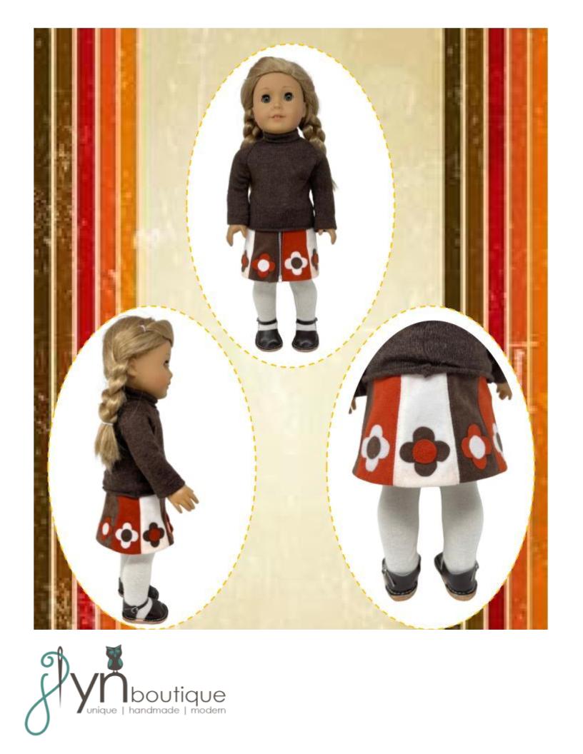 J Lyn Boutique 18 Inch Historical Retro Flower Skirt 18" Doll Clothes Pattern Pixie Faire