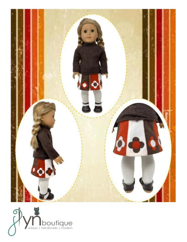J Lyn Boutique 18 Inch Historical Retro Flower Skirt 18" Doll Clothes Pattern Pixie Faire