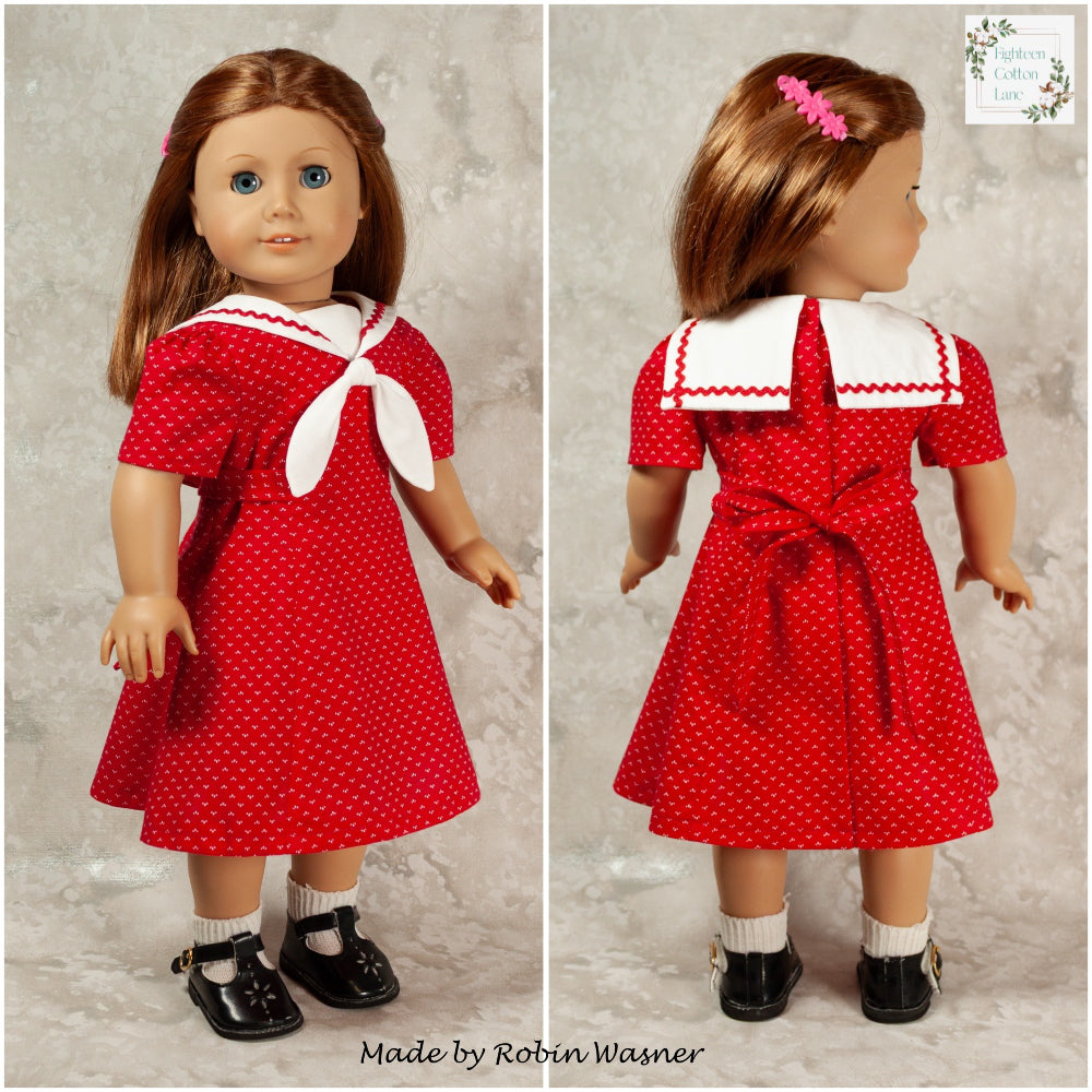 Eighteen Cotton Lane 18 Inch Historical Let's Salute the Navy! 18" Doll Clothes Pattern Pixie Faire