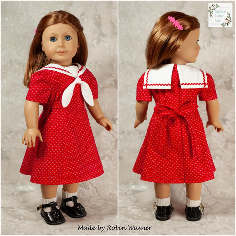 Eighteen Cotton Lane 18 Inch Historical Let's Salute the Navy! 18" Doll Clothes Pattern Pixie Faire