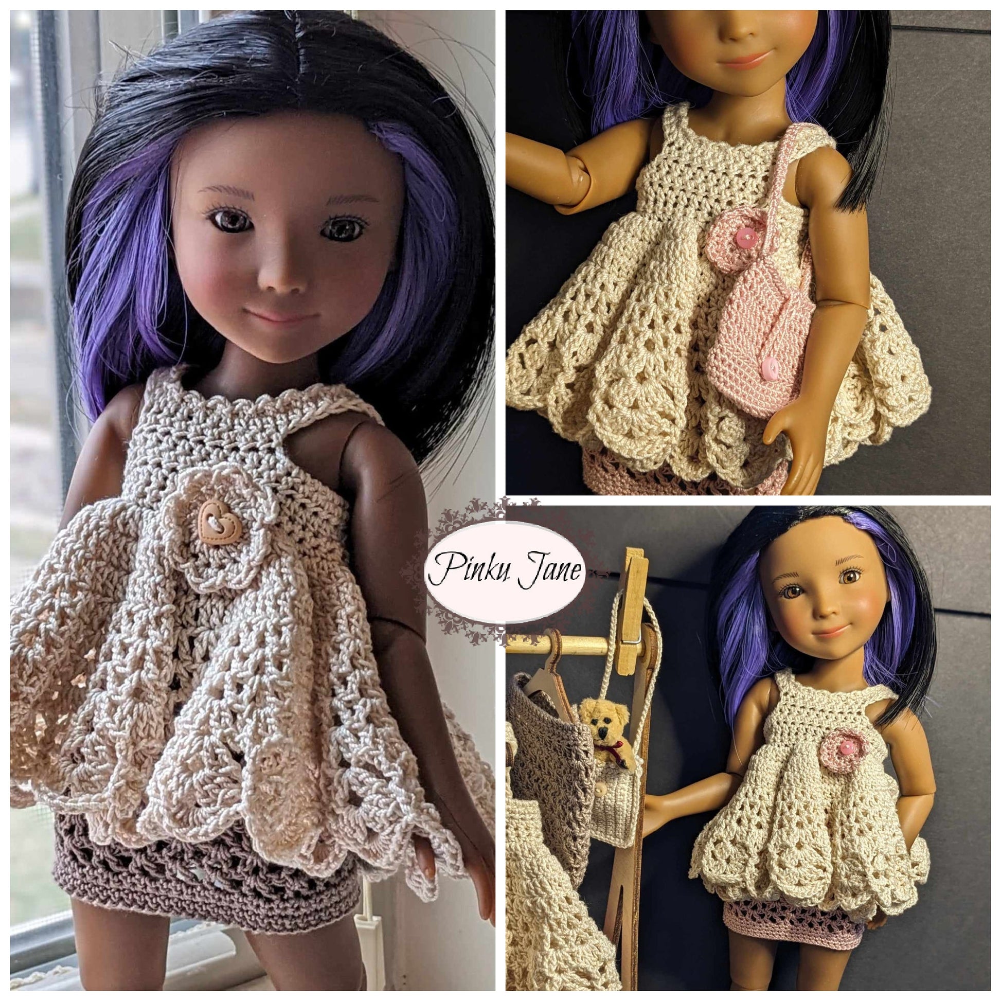 Pinku Jane Gorjuss Ruffles and Frills Mini Dress or Top Crochet Pattern For 12.5" Gorjuss Dolls Pixie Faire