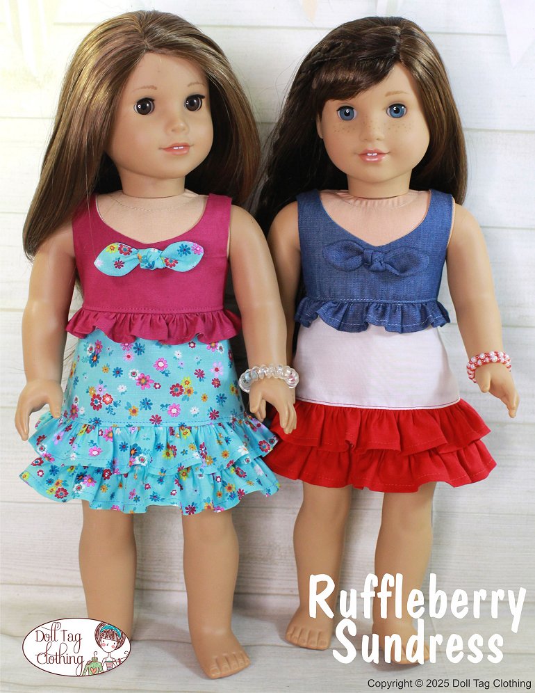 Doll Tag Clothing 18 Inch Modern Ruffleberry Sundress 18" Doll Clothes Pattern Pixie Faire