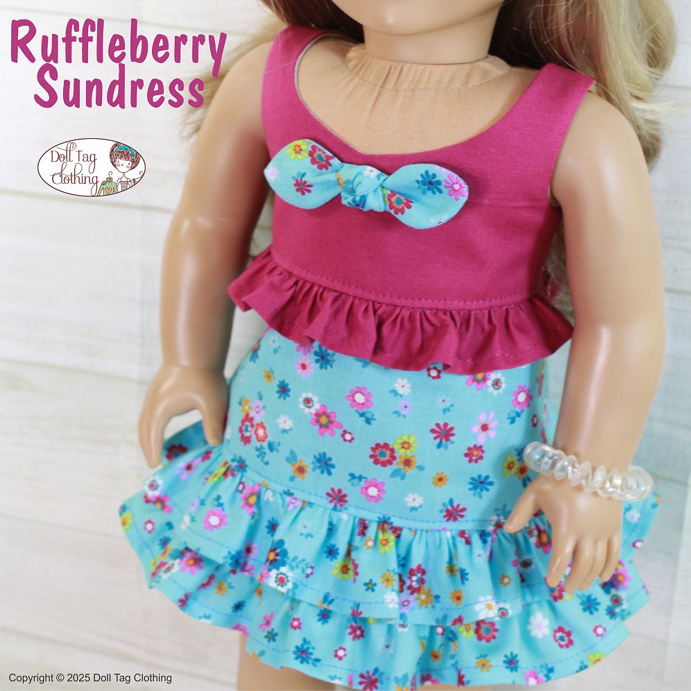 Doll Tag Clothing 18 Inch Modern Ruffleberry Sundress 18" Doll Clothes Pattern Pixie Faire