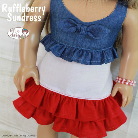 Doll Tag Clothing 18 Inch Modern Ruffleberry Sundress 18" Doll Clothes Pattern Pixie Faire