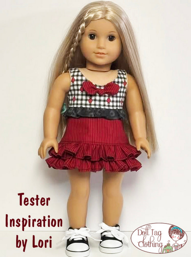 Doll Tag Clothing 18 Inch Modern Ruffleberry Sundress 18" Doll Clothes Pattern Pixie Faire