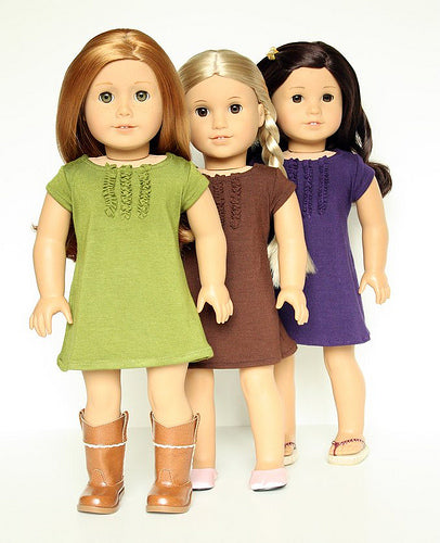 PF House Brand 18 Inch Modern Ruffled T-Shirt Dress 18" Doll Clothes Pattern Pixie Faire