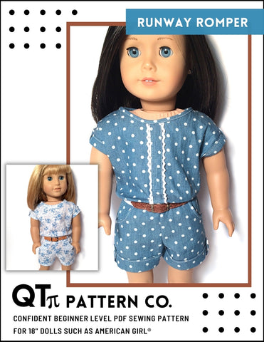 QTπ Pattern Co 18 Inch Modern Runway Romper 18" Doll Clothes Pattern Pixie Faire