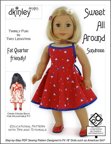Dkinley Designs 18 Inch Modern Sweet All Around Sundress 18" Doll Clothes Pattern Pixie Faire