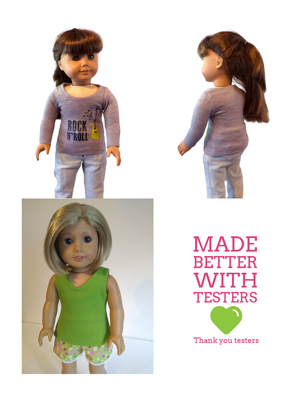 Stacy and Stella 18 Inch Modern Seamless Shell Top 18" Doll Clothes Pattern Pixie Faire