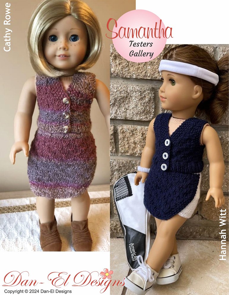 Dan-El Designs Knitting Samantha Skort and Top 18" Doll Clothes Knitting Pattern Pixie Faire