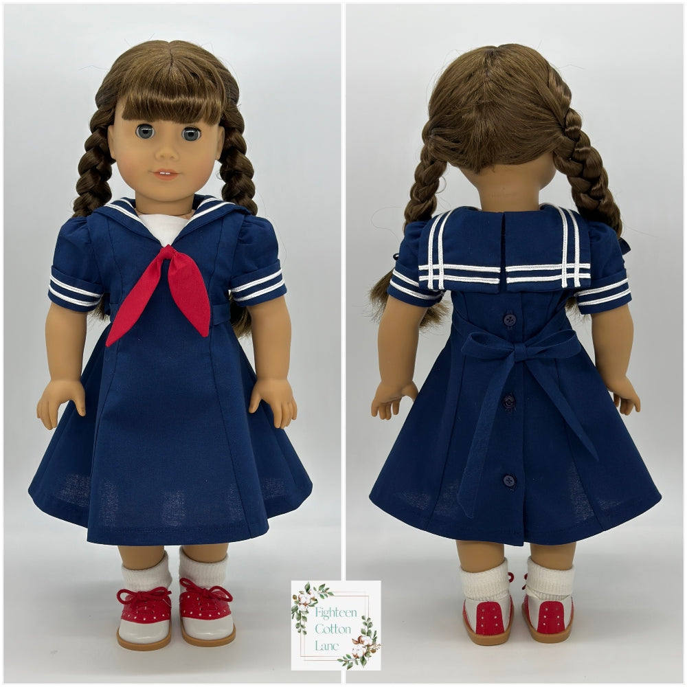 Eighteen Cotton Lane 18 Inch Historical Let's Salute the Navy! 18" Doll Clothes Pattern Pixie Faire