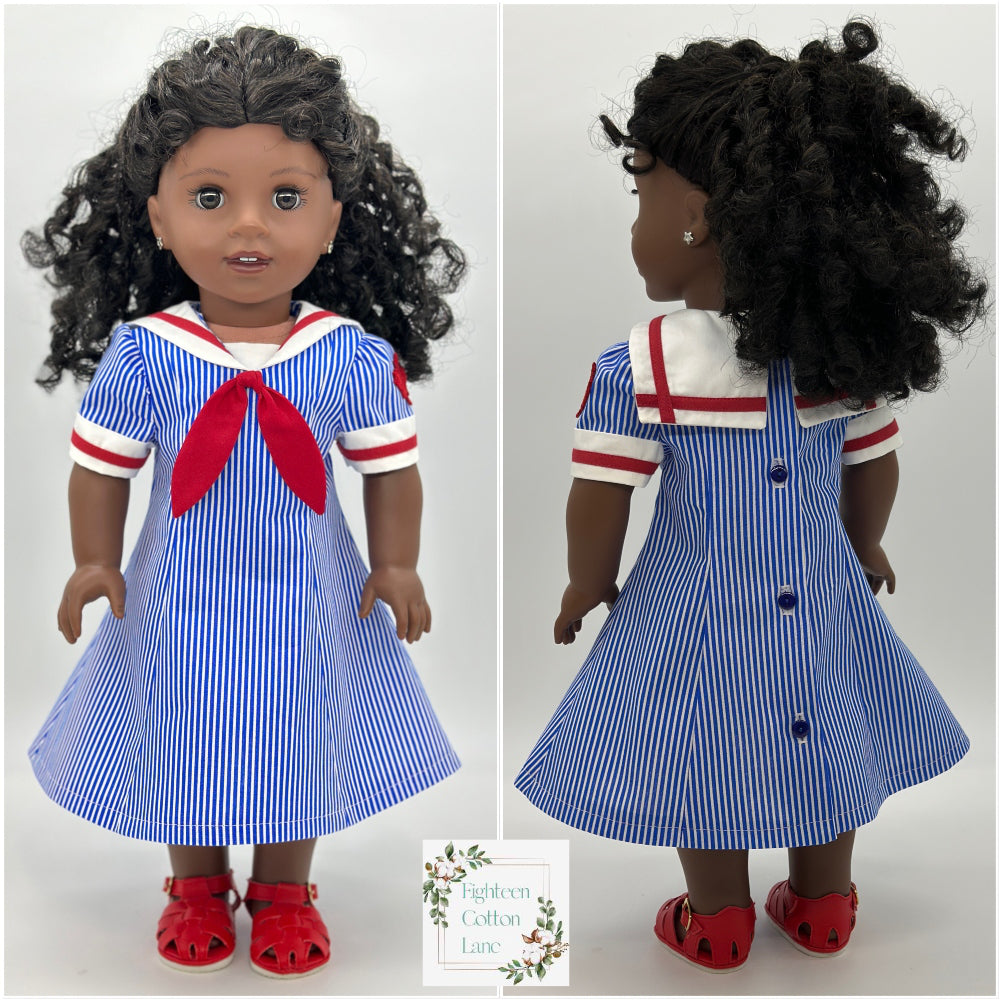 Eighteen Cotton Lane 18 Inch Historical Let's Salute the Navy! 18" Doll Clothes Pattern Pixie Faire