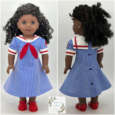 Eighteen Cotton Lane 18 Inch Historical Let's Salute the Navy! 18" Doll Clothes Pattern Pixie Faire