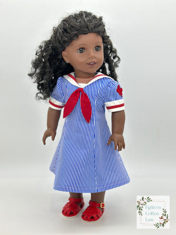 Eighteen Cotton Lane 18 Inch Historical Let's Salute the Navy! 18" Doll Clothes Pattern Pixie Faire