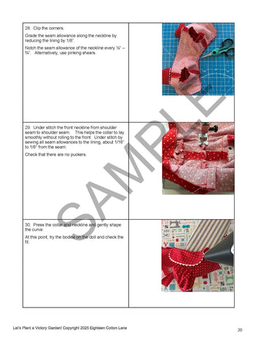 Eighteen Cotton Lane 18 Inch Historical Let's Plant a Victory Garden! 18" Doll Clothes Pattern Pixie Faire