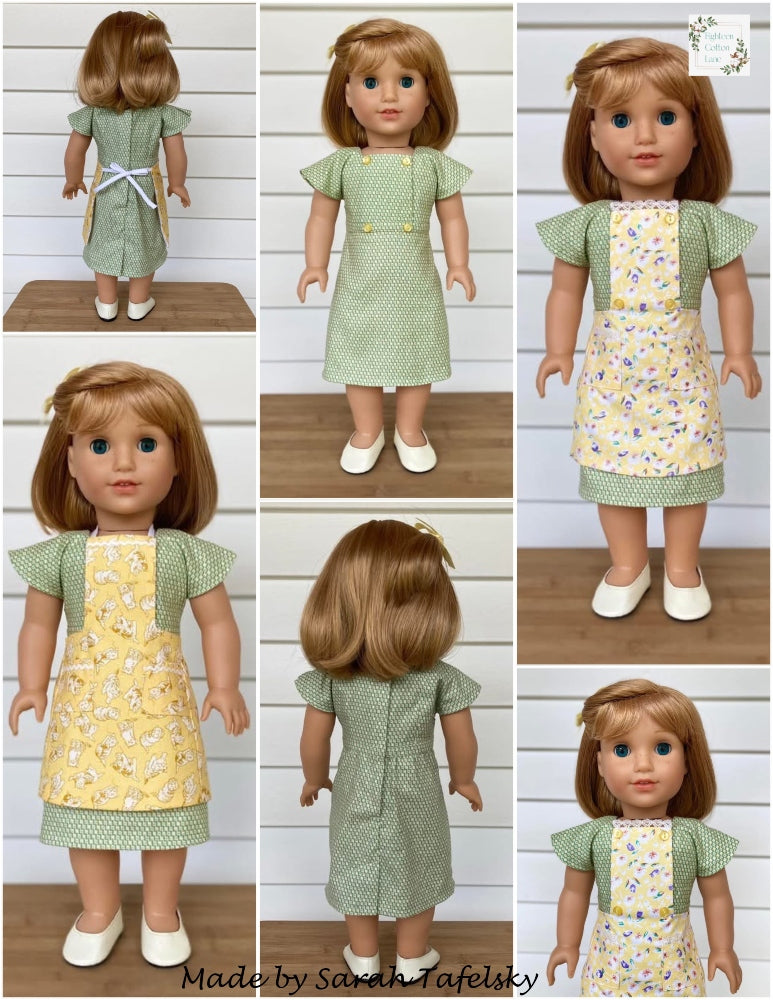 Eighteen Cotton Lane 18 Inch Historical Let's Bake a Birthday Cake! 18" Doll Clothes Pattern Pixie Faire