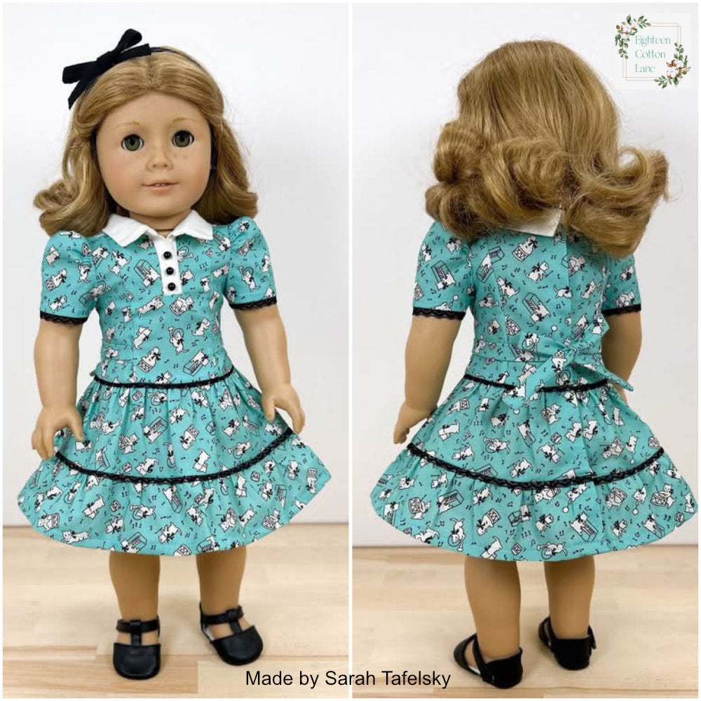 Eighteen Cotton Lane 18 Inch Historical Let's Meet the Teacher! 18" Doll Clothes Pattern Pixie Faire
