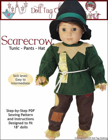 Doll Tag Clothing 18 Inch Modern Scarecrow 18" Doll Clothes Pattern Pixie Faire